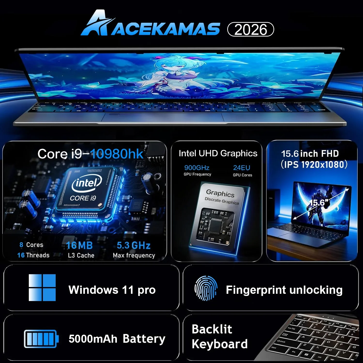 Laptop Portabel 15,6 inci, Pro - Pc Gaming Intel ulasan dan harga